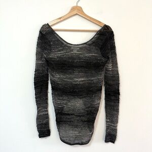 HELMUT LANG Open Knit Mohair Wool Asymmetrical Sweater Italian Yarn